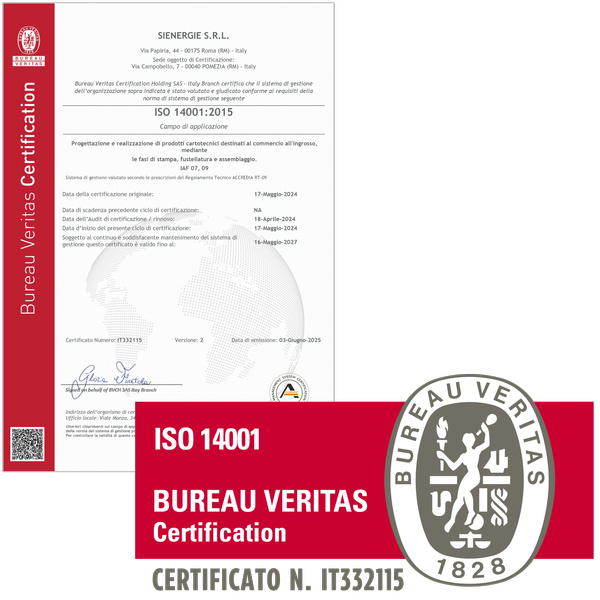 Certificazione Ambientale ISO 14001 di Sienergie Cartotecnica a Pomezia