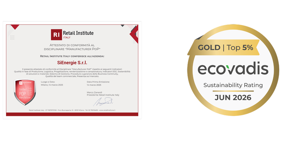 Certificazioni Retail Institute e Ecovadis 2026 di Sienergie